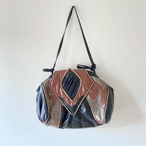 Vintage purse black brown gold